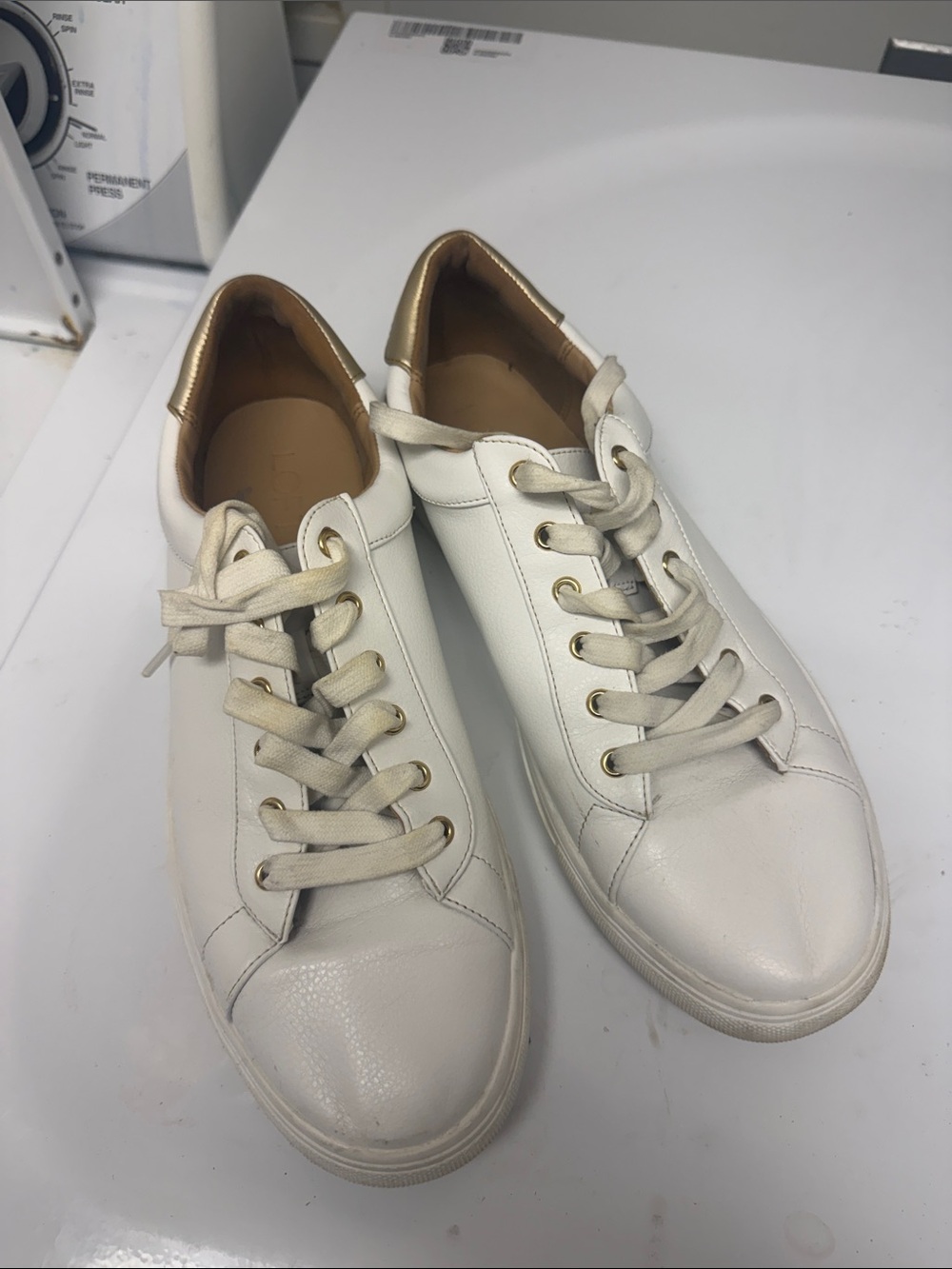LOFT White Sneakers with Gold Trim
